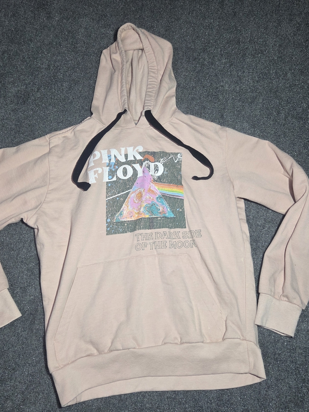 Pink Floyd Dark Side of the Moon Hoodie Men’s M Tan Beige Prism Graphic Pullover